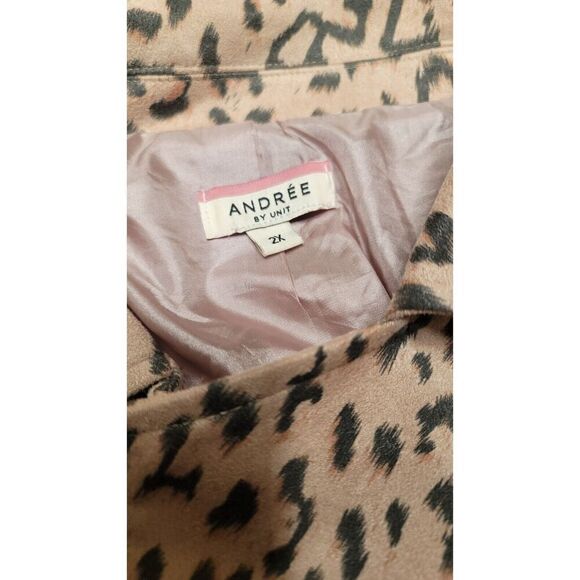 Andree by Unit Womens 2x Tan Cheetah Full Zip Jacket SOFT - Picture 8 of 10